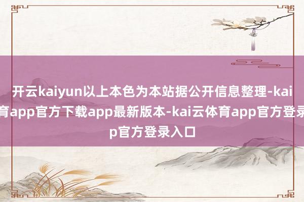 开云kaiyun以上本色为本站据公开信息整理-kai云体育app官方下载app最新版本-kai云体育app官方登录入口